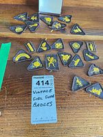 group of triangular Girl Guide badges