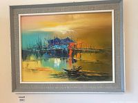 Front view of framed oil painting showing entire artwork and frame