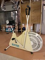 Left side view of complete DP AirToner bike showing frame, fan wheel and handles