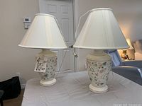 Front view of both lamps with shades