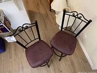 Top view of both bar stools showing seat upholstery and backs