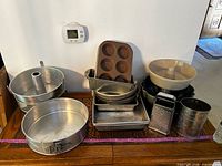 All bakeware and tools grouped on table