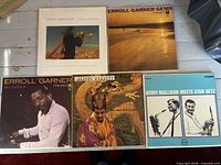 Front covers of five LPs: Chuck Mangione Children of Sanchez, Erroll Garner Gems, Erroll Garner Soliloquy, Charles Mingus Mingus Dynasty, Gerry Mulligan Meets Stan Getz