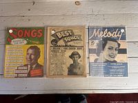 Front covers of three music magazines: Songs, Best Songs, Melody