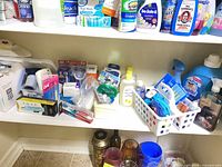 Overall view of shelves with assorted personal care items