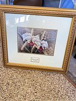 Front view of larger orchid print in beaded gold frame