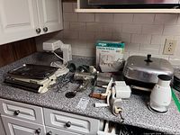 Group shot showing all appliances and tools on countertop