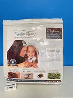 Front of sealed SafeRest Premium mattress encasement package
