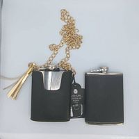 Both flasks side by side showing purse flask chain and tassel