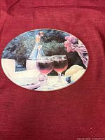 Oval glass cover with wine and cheese artwork