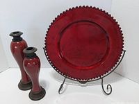 Candle holders and charger on stand