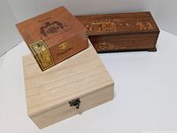 Three wooden boxes grouped