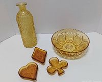 Group shot of all amber glass items