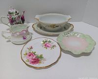 Group shot of all seven porcelain pieces