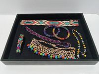 Tray showing all seven beaded jewelry pieces
