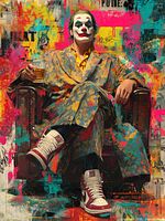 Full view of the artwork showing Joker figure and colour palette