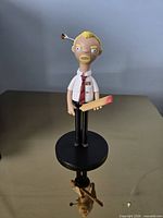 Figure on stand with accessories visible