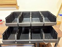 Front view showing all eight compartments in two tiers