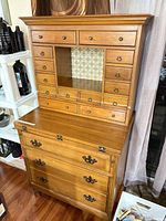 Full view of secretary desk showing upper hutch and lower base