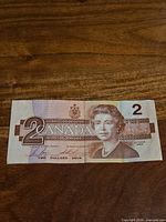 Obverse of 1986 Canadian $2 banknote showing full design