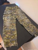 Full view of CADPAT combat pants showing overall design and frayed cuffs