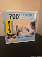 Front of boxed Wagner 705 Power Steamer