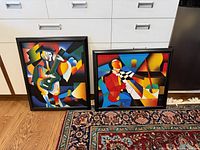 Both framed cubist musician prints front view