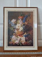 Full front view of framed floral print