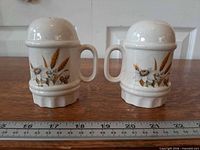 Front view of both shakers with ruler for scale