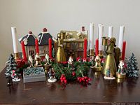 Full view of all Christmas décor items on tabletop