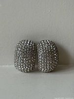 Front view of both rhinestone pavé earrings upright