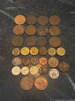 all coins laid out by denomination