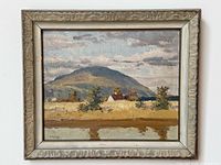 Framed oil on masonite painting full view