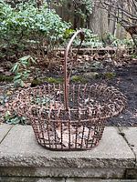 Full view of wire basket, showing size and handle
