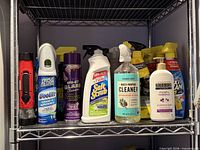 Front view of shelf showing all primary items