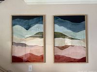 Diptych wall art hung on wall showing both framed prints