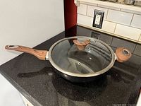 Pan and lid overview on countertop