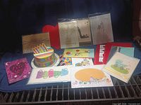 Group image showing all approximately 14 greeting cards and envelopes