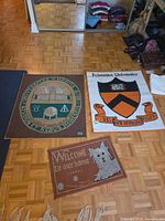 All three rugs laid out on parquet floor