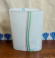 Front view showing frosted surface and rainbow stripes