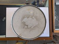 Top view of drum showing worn batter head