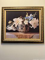 Overall view of framed floral still life artwork