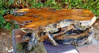 full view of redwood live edge coffee table
