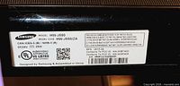 Label on soundbar showing model HW-J550 specifications