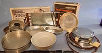 Group shot of all vintage electric appliances and aluminum bakeware