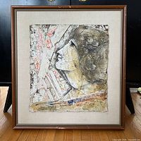 Overall view of framed dimensional portrait painting