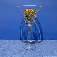 Full view of hand painted Nagel stemmed glass