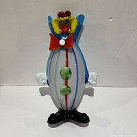 Front view of multicolored Murano glass clown figurine