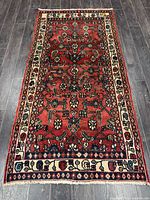 Full view of handmade Persian Hamadan rug