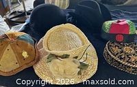 Group shot of all five hats together